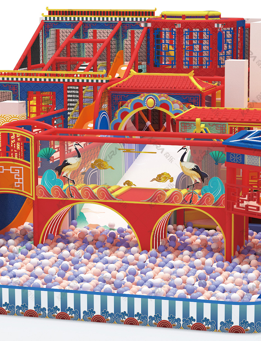 依照親子樂園游樂項(xiàng)目的特點(diǎn)融入其中，充分發(fā)揮了國潮風(fēng)元素的視覺沖擊，呈現(xiàn)出一幅充滿國風(fēng)色彩的絢麗畫卷