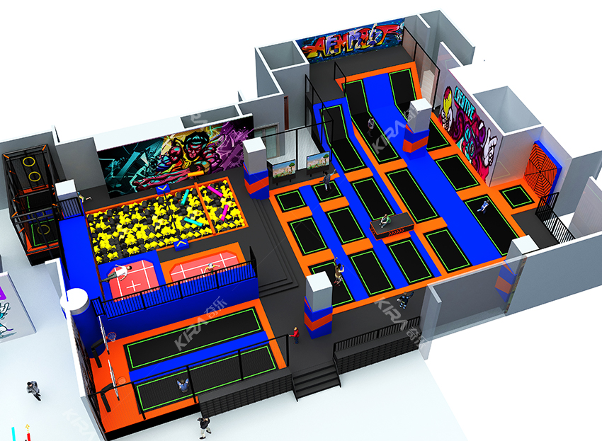 該運(yùn)動(dòng)公園主要以蹦床為主，另外還有攀爬拓展，鐳射對(duì)戰(zhàn)，VR互動(dòng)，自由蹦床，扣籃蹦床區(qū)等等